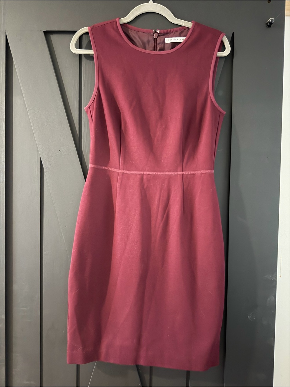 Trina Turk Burgundy Sleeveless Midi Sheath Dress